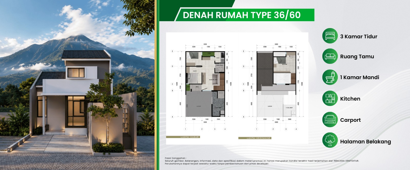 Denah Rumah Tipe 36/60