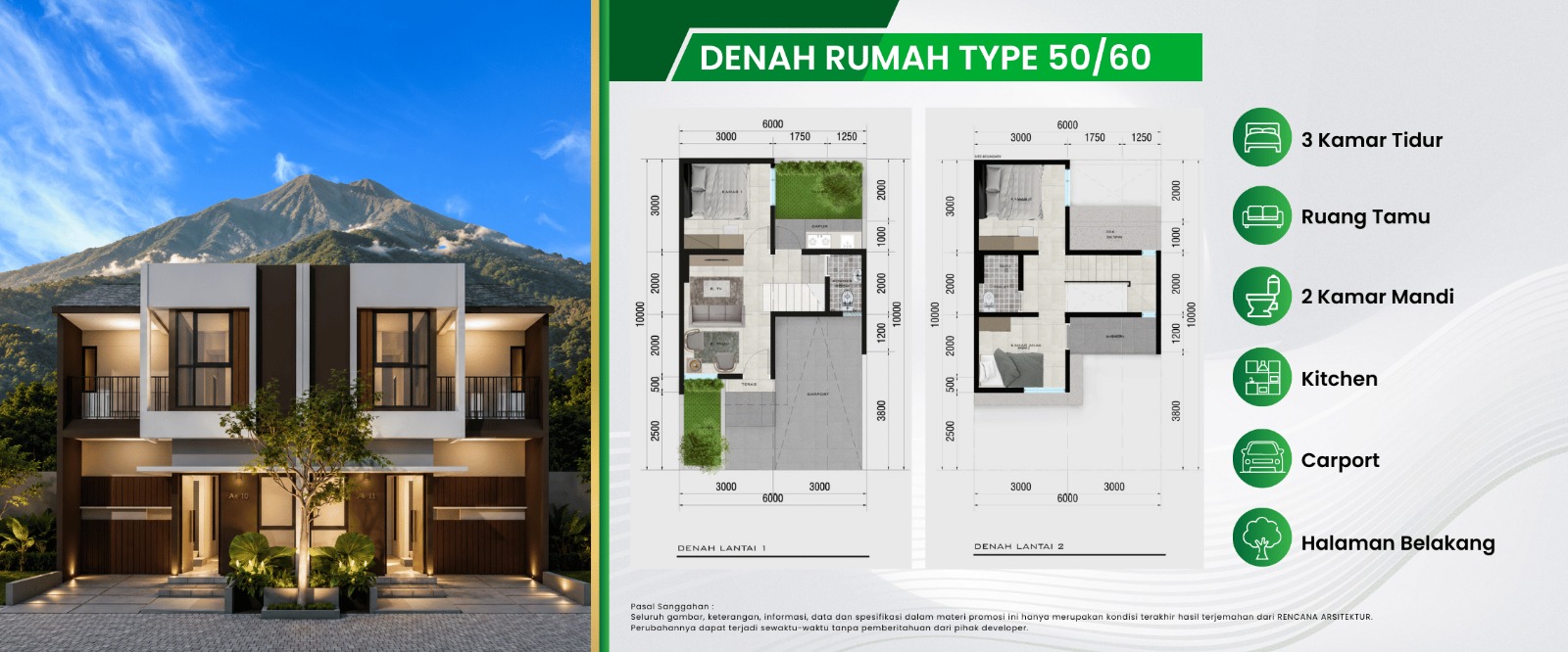 Denah Rumah Tipe 50/60